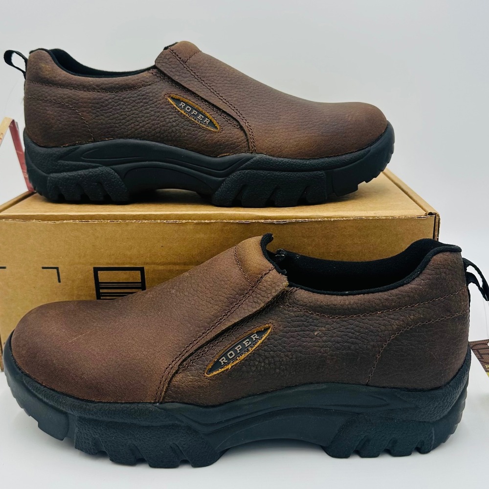 Roper Performance Shoes Mens 11 Brown 09-020-0601-0237 Leather Slip On NEW